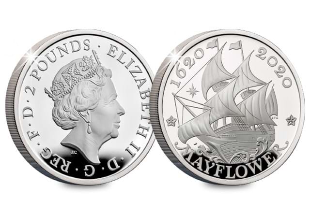 The 2020 UK and US 400th Anniversary of the Mayflower Silver Proof Coin and Medal Set both sides UK