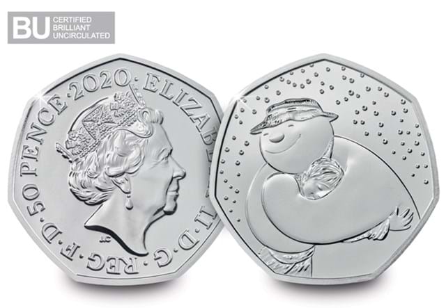 The Snowman CERTIFIED BU 50p Obverse and Reverse with BU logo