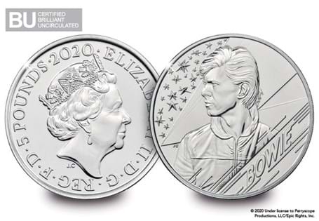 This £5 coin was issued as part of The Royal Mint's Music Legends series. This coin has been protectively encapsulated and certified as Brilliant Uncirculated.