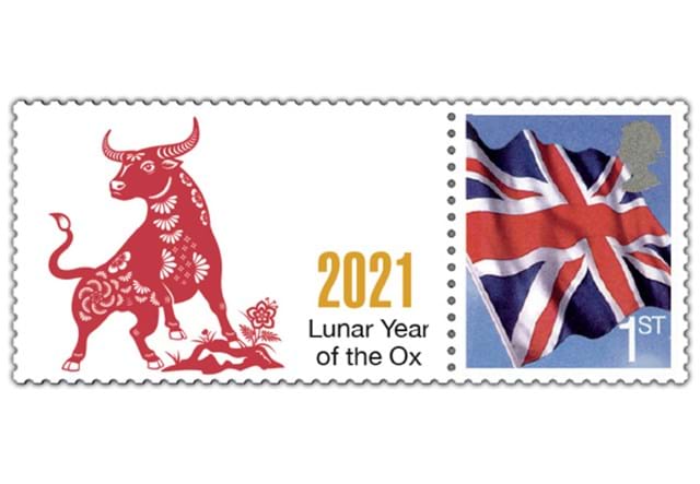 UK 2021 Lunar Year of the Ox BU £5 Coin Cover stamp