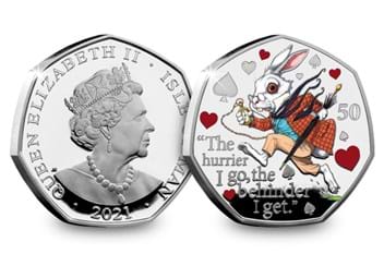 Alice's Adventures in Wonderland Silver 50p Set The White Rabbit Obverse and Reverse