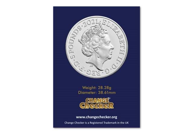 2021 UK Queen Elizabeth II 95th Birthday BU £5 obverse in Change Checker packaging