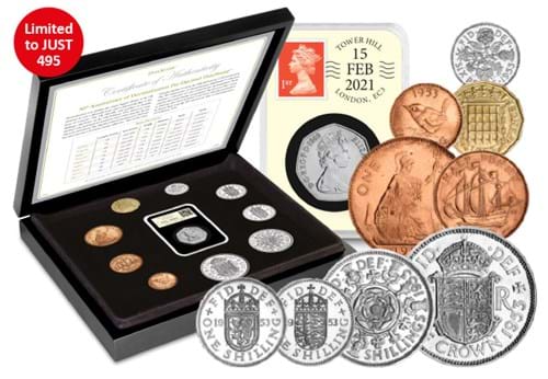 50th Anniversary of Decimalisation DateStamp Collection in Box with DateStamp and All Coins Reverse