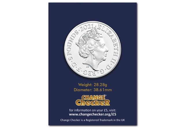2021 UK Royal Albert Hall CERTIFIED BU £5 obverse in Change Checker packaging