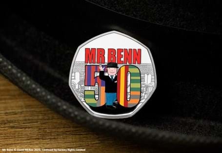 To celebrate the 50th Anniversary of the Mr Benn TV series a 50p coin has been released by Guernsey featuring Mr Benn on .925 Sterling Silver with colour. Comes in box with Certof Authenticity.