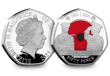 The RBL Centenary Silver Proof 50p Set Navy Obverse and Reverse