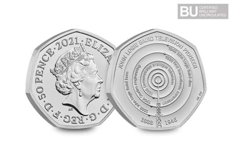 This coin has been issued to celebrate British inventor, John Logie Baird, who produced the first ever television. 