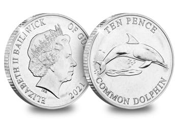 The Coastal Wildlife Uncirculated 10p Set Common Dolphin Obverse and Reverse