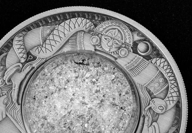 Australia 2021 Tears of the Moon 2oz Silver Antique Coin close up on reverse with black background