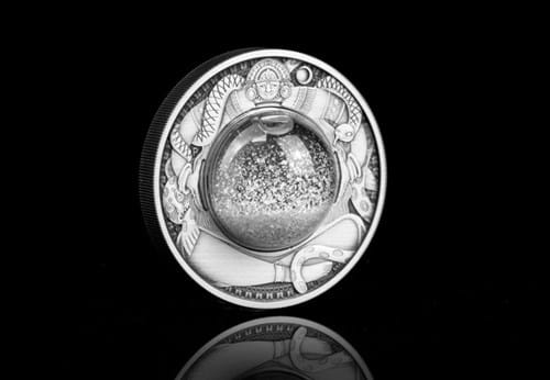 Australia 2021 Tears of the Moon 2oz Silver Antique Coin stood with black background