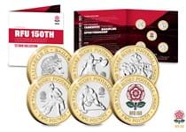 The Rugby Football Union was formed in 1871 to encourage rugby, and its values to flourish across England and 2021 celebrates its 150th Ann. Own a stunning set featuring 5 £2 coins.