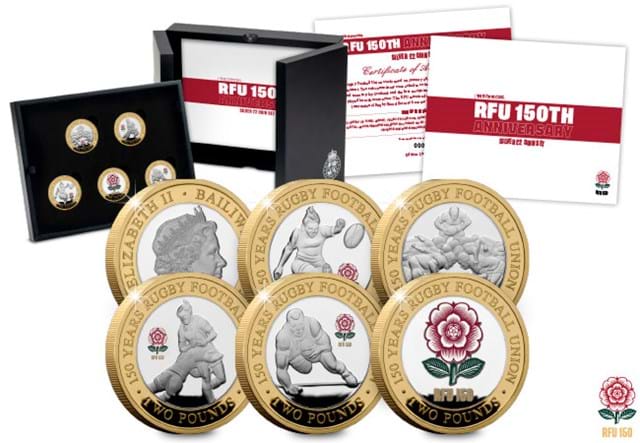 RFU 150th Anniversary Silver Proof £2 Set with Box and Certificate