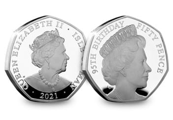 QEII 95th Birthday Silver Proof 50p 1970 Obverse and Reverse