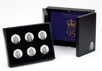 QEII 95th Birthday Silver Proof 50p Set in Display Box