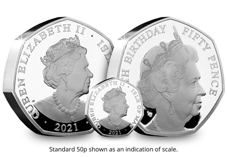 Your Queen Elizabeth II 95th Birthday 50p is struck from 5oz of .999 Silver to a Proof finish. The reverse features a portrait of the Queen from the 2000s.