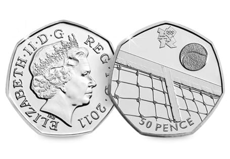 The Tennis 50p was issued as part of a series of 29 Olympic 50ps in commemoration of London 2012, with each 50p featuring a different Olympic Sport.