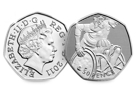 The Wheelchair Rugby 50p was issued as part of a series of 29 Olympic 50ps in commemoration of London 2012, with each 50p featuring a different Olympic Sport.