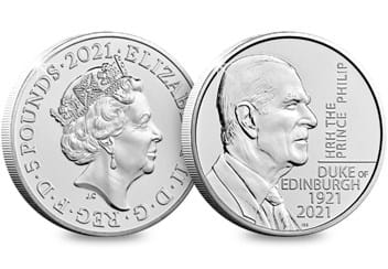 2021 Prince Philip £5 Obverse and Reverse