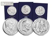This Prince Philip BU £5 Set includes three £5 coins that feature Prince Philip over the years, including the 2017 Platinum Wedding £5, the 2017 Prince Philip £5 and the 2021 Life of Prince Philip £5.