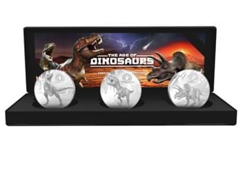 2021 The Age of Dinosaurs Silver 1oz Three Coin Set in display box