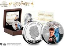 This stunning new 5oz Coin features both Harry Potter in full colour alongside a highly complex glow in the dark feature. In the dark a stunning image of Harry's Stag Patronus appears. EL: 399