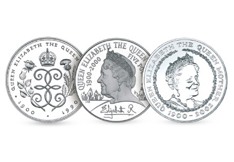 The Crown coins included in this set were individually issued over the years to commemorate various Queen Mother anniversaries and birthdays. Comes in official Change Checker Crown collecting cards.
