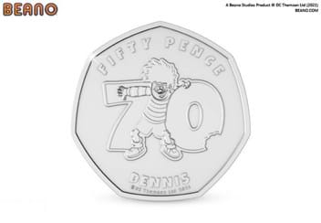 2021 Official Dennis's 70th Anniversary 50p reverse