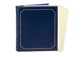 Blue folder with gold border