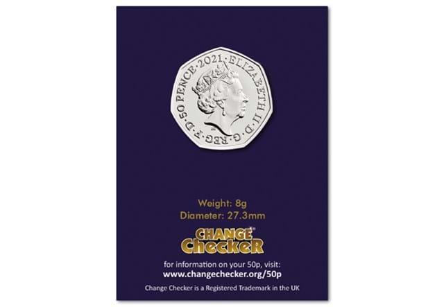 Charles Babbage BU 50p obverse in Change Checker packaging