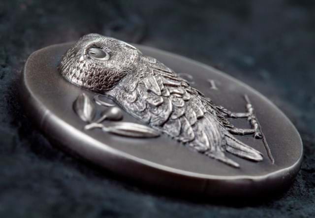 Athena's Owl 1oz Silver Coin Reverse Close-up