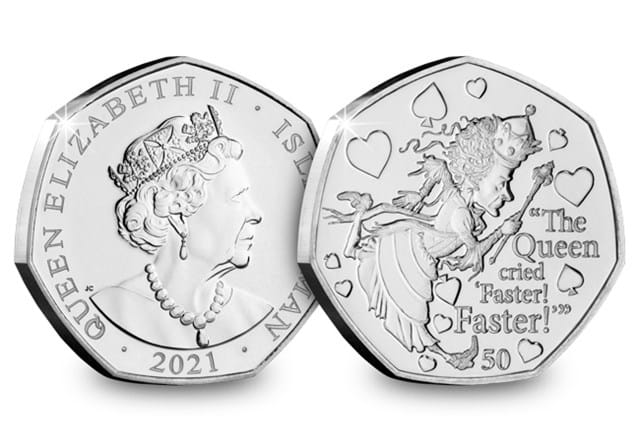 The Red Queen BU 50p Coin Obverse and Reverse