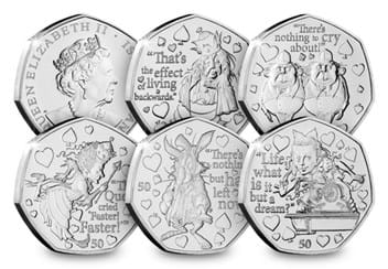 Alice Through the Looking-Glass BU 50p Set Obverse and all Reverses