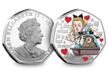 Alice Silver 50p Coin Obverse and Reverse