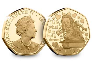 Alice Through the Looking-Glass Gold 50p Obverse and Reverse