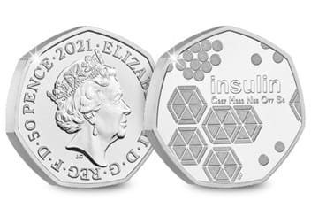 2021 UK Discovery of Insulin BU 50p Obverse and Reverse