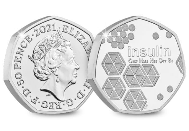 2021 UK Discovery of Insulin BU 50p Obverse and Reverse