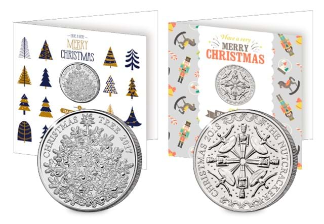 Christmas Tree and Nutcracker £5 Christmas Card Pair Reverses with Christmas Card