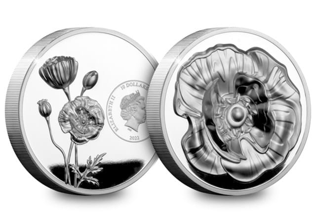 2022 Remembrance Poppy Silver Proof 2oz Coin Obverse and Reverse