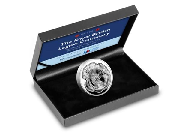2022 Remembrance Poppy Silver Proof 2oz Coin Reverse in Box