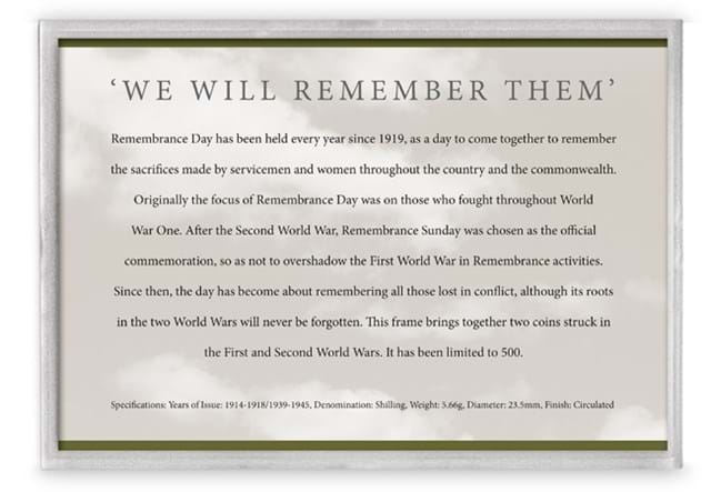 The Remembrance Day Collectors Frame information