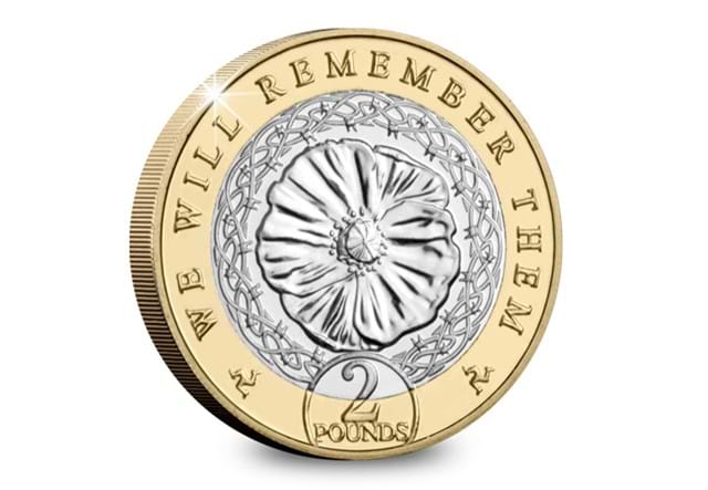 Barbed Celtic Border 2021 Isle of Man Poppy BU £2 Coin Reverse