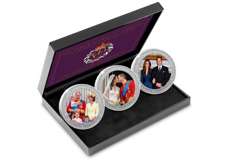 This set brings together three photographic coins issued to mark the 10th Wedding Anniversary of Will and Kate.