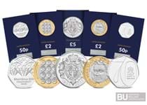 The 2022 Commemorative Coin Pack includes all 5 new issues: Commonwealth Games BU 50p, Platinum Jubilee BU 50p, Platinum Jubilee BU £5, Dame Vera Lynn BU £2 and Alexander Graham Bell BU £2.