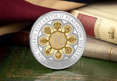This £5 has been issued by Guernsey to mark the Platinum Jubilee of Her Majesty Queen Elizabeth II. Struck from .925 Sterling Silver to a Proof finish and features a heraldic design on the reverse.