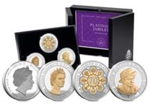 Three Silver Proof £5 coins each struck from .925 Sterling Silver to a Proof finish. Issued by Guernsey, Jersey and the Isle of Man to mark the Platinum Jubilee.