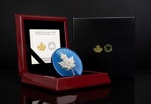 Blue Rhodium 5oz Maple Leaf Coin