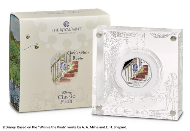 Christopher Robin Silver Proof 50P Coin Packaging