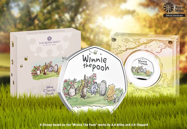 Winnie the Pooh & Friends Silver 50p on Woodland Scene