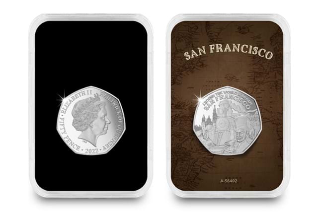 Around the World in 80 Days Silver 1st Strike San Francisco in capsule