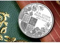 This 1oz silver coin honours Her Majesty Queen Elizabeth IIs Platinum Jubilee. It features the Shield of the Royal Coat of Arms, and a fan of wattle with Her Majestys first and current coin effigies.